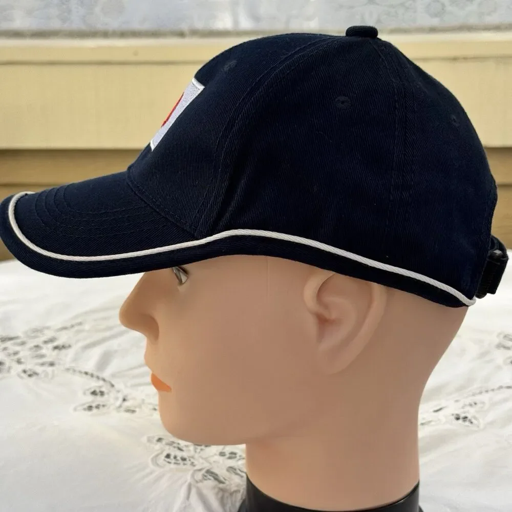 Japanese Flag Logo Baseball Cap Navy Blue w/White Trim Cotton Adjustable 58cm